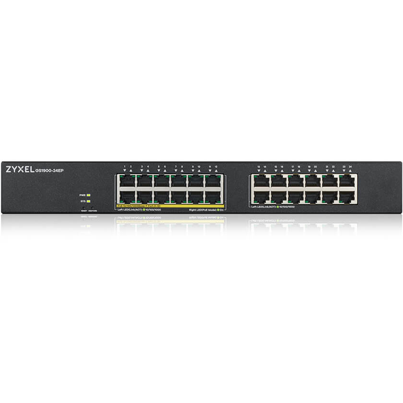 Коммутатор Zyxel GS1900-24EP-EU0101F (L2) 24x1Гбит/с 12PoE+ 130W управляемый