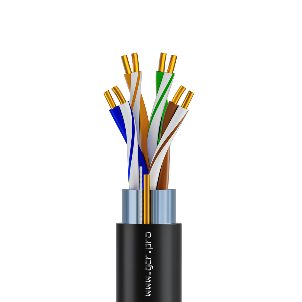 GCR Кабель витая пара 5e F/UTP PE(черный) 300м медь 4х2х0,5 (24AWG), для внешней прокладки, одножильный(Solid)
