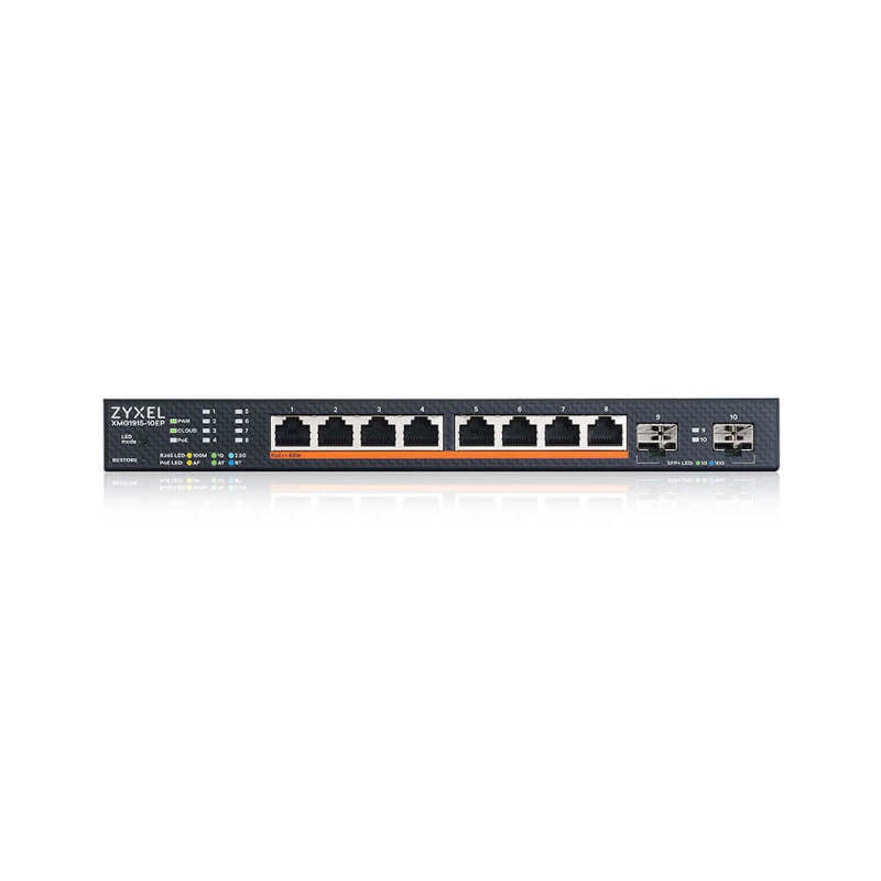 Коммутатор Zyxel XMG1915-10EP-EU0101F (L2+) 8x2.5Гбит/с 2SFP+ 8PoE++ 130W управляемый
