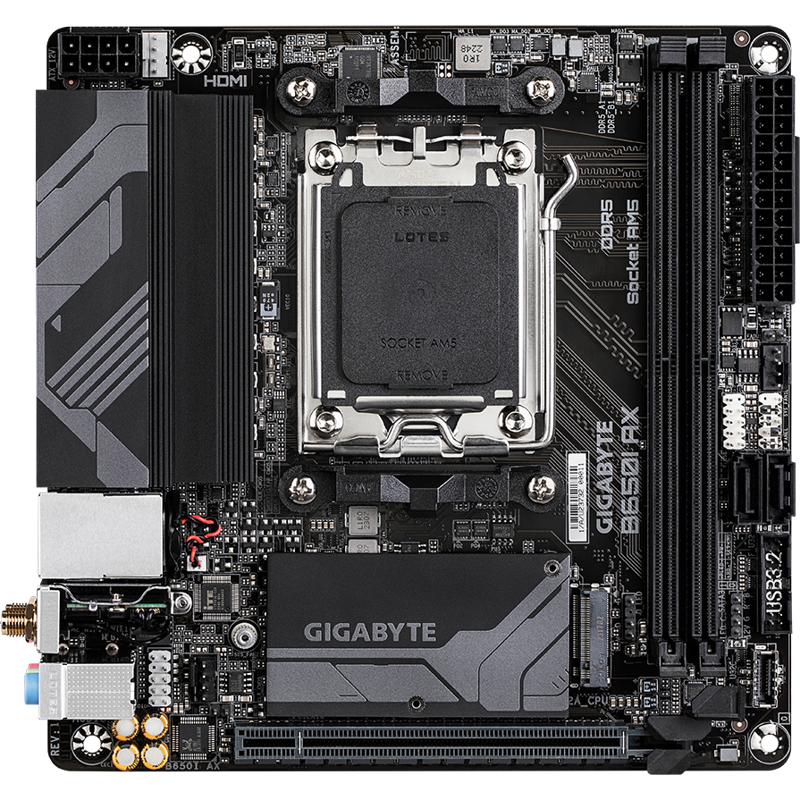 Материнская плата Gigabyte B650I AX Socket AM5 AMD B650 2xDDR5 mini-ITX AC`97 8ch(7.1) 2.5Gg RAID+HD