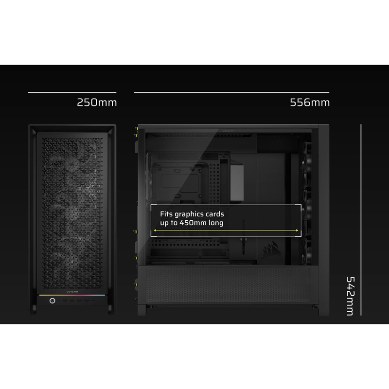 Корпус Corsair Frame 5000D RS High-Airflow, Midi-Tower, TG, 4x140mm, 4xUSB-A 3.2, 1xUSB 3.2 Type-C, 