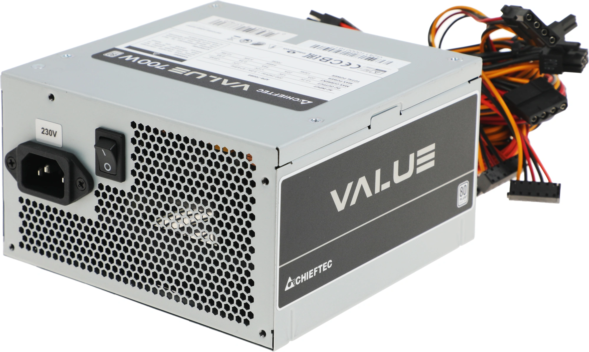 Блок питания Chieftec ATX 700W VALUE APB-700B8 80+ (20+4pin) APFC 120mm fan 4xSATA