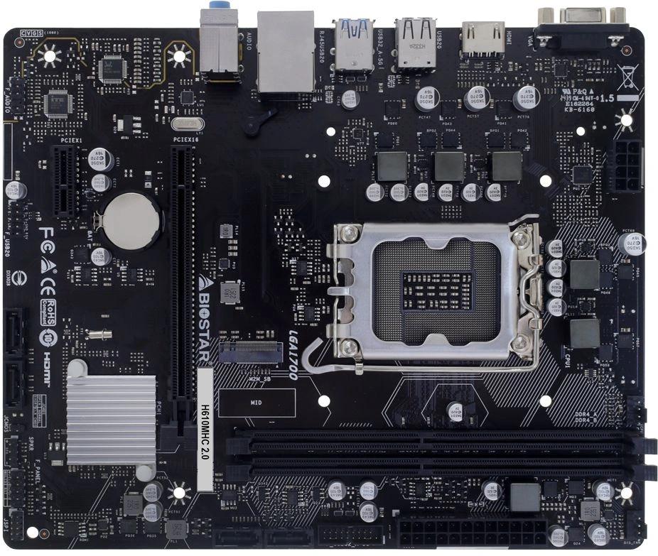 Материнская плата Biostar H610MHC 2.0 Soc-1700 Intel H610 2xDDR4 mATX AC`97 8ch(7.1) GbLAN+VGA+HDMI