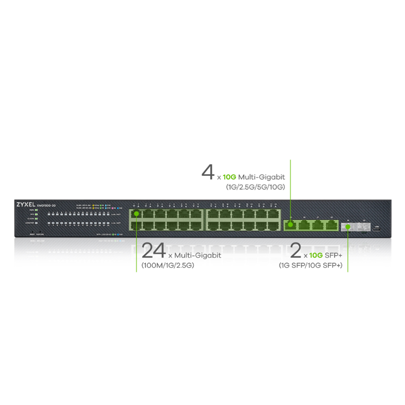 коммутатор Smart L3 Lite коммутатор Zyxel NebulaFlex XMG1930-30, rack 19", 24xRJ-45: 1/2.5G, 4xRJ-45
