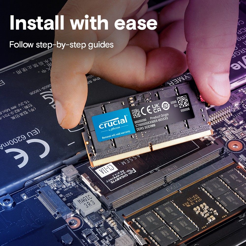 Модуль памяти 16GB Crucial DDR5 4800 SO DIMM Basics Laptop Memory Non-ECC, CL40, 1.1V, SRx8, RTL