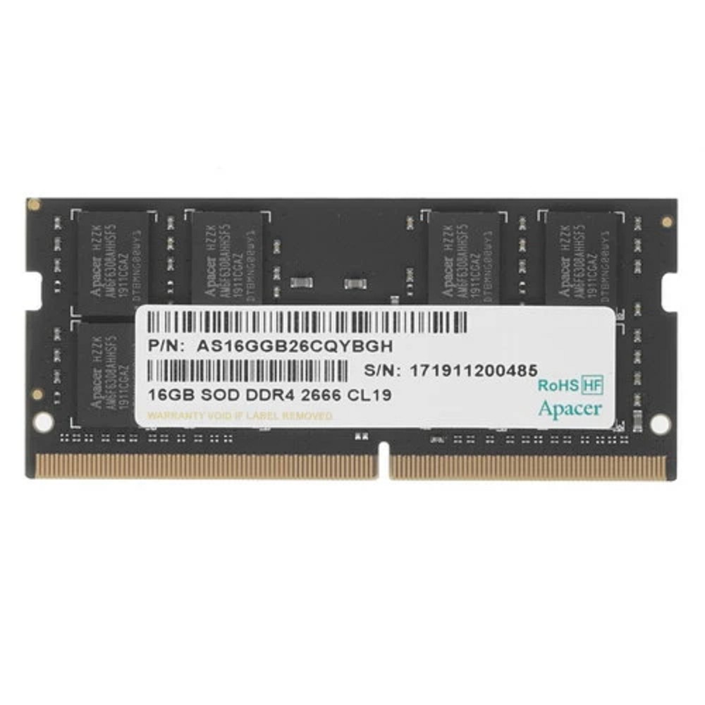 Оперативная память APACER AS16GGB26CQYBGH ES.16G2V.GNH 16GB DDR4 2666 SO DIMM Non-ECC, CL19, 1.2V, 2R, 1024x8