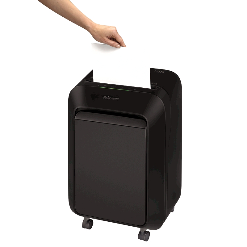 Шредер Fellowes PowerShred LX210 черный (секр.P-4) фрагменты 16лист. 23лтр. скрепки скобы пл.карты