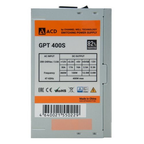 GPT400S (GPT-400S) 400W, 82% (max 85%), 120mm FAN, OEM {10} (550229)