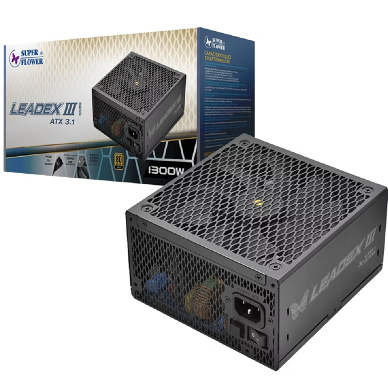 Блок питания Super Flower Leadex III Gold, 1300W, ATX 3.1, 140mm, 8xSATA, 4xPCI-E(6+2), 1x12VHPWR(12