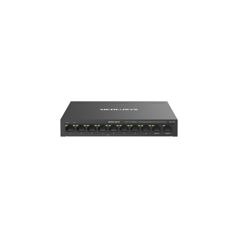 Коммутатор Mercusys MS110CP (L2) 8x100Мбит/с 2x1Гбит/с 8PoE+ 65W неуправляемый