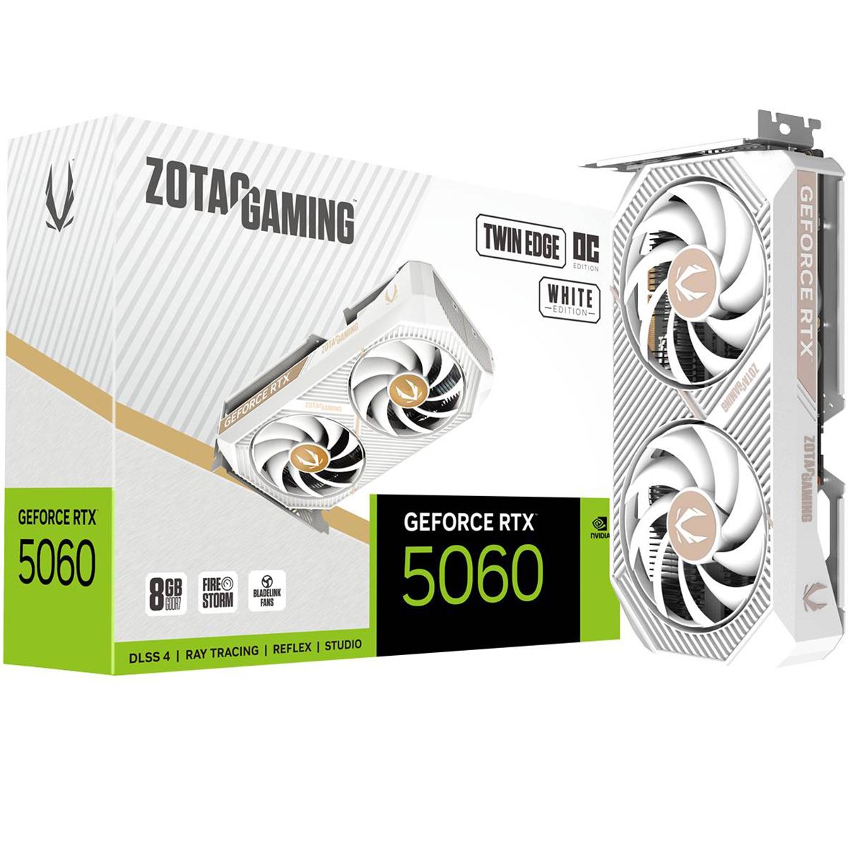 Видеокарта Zotac PCI-E 5.0 RTX 5060 TWIN EDGE OC WHITE ED NVIDIA GeForce RTX 5060 8Gb 128bit GDDR7 2