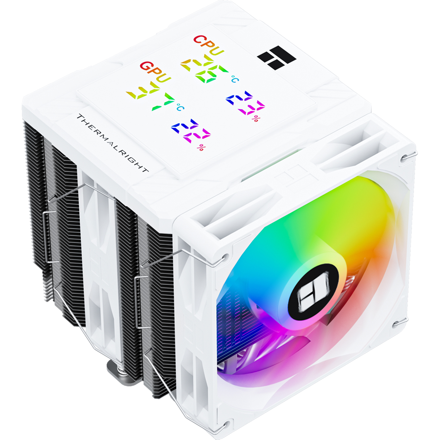 Кулер для процессора CPU Cooler Thermalright Peerless Assassin 120 Digital White ARGB (4-pin PWM, LED temp., 162mm, Ni Cu, 6x6mm, ARGB, 2x120mm, 88.89CFM, 25.6dBA, 1850RPM, S: 1851, 1700, 1200, 115X, AM5, AM4, white) PA120-DG-WH-ARGB