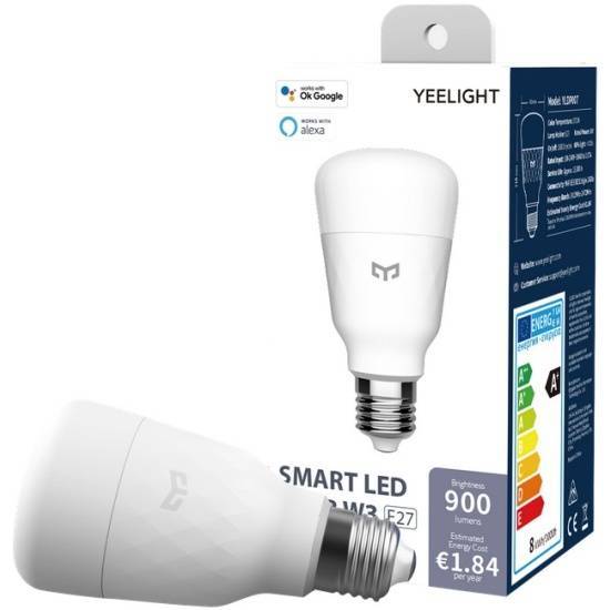 Yeelight YLDP007 Умная светодиодная лампа Smart LED Bulb W3 (White), Wi-Fi, E27, 8Вт, 900лм, 2700K,