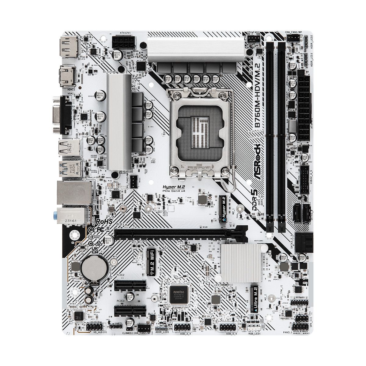 Материнская плата Asrock B760M-HDV/M.2 Soc-1700 Intel B760 2xDDR5 mATX AC`97 8ch(7.1) 2.5Gg RAID+VGA