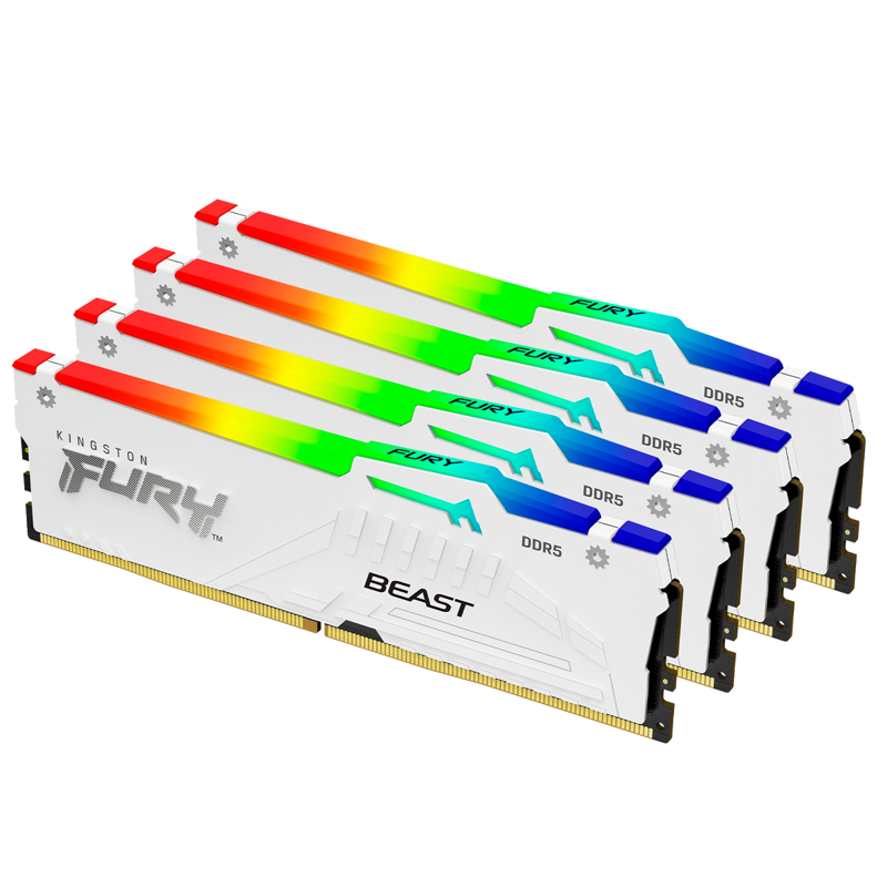 Память оперативная Kingston 64GB 6000MT/s DDR5 CL40 DIMM (Kit of 4) FURY Beast White RGB XMP