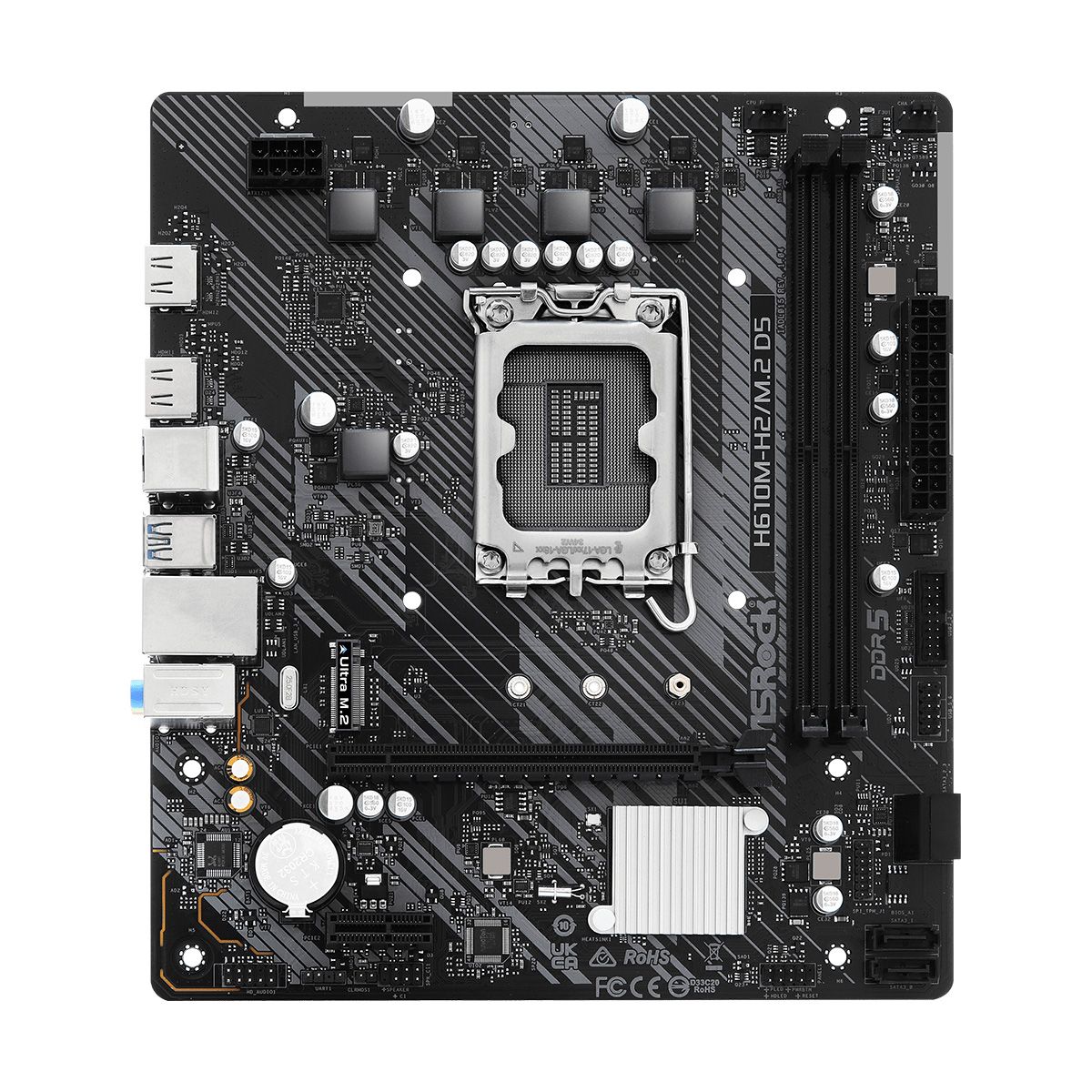 Материнская плата Asrock H610M-H2/M.2 D5 Soc-1700 Intel H610 2xDDR5 mATX AC`97 8ch(7.1) GbLAN+HDMI