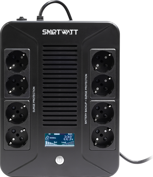 Источник бесперебойного питания SMARTWATT ИБП линейно-интерактивный, мощность 600/360 ВА/Вт, напольн