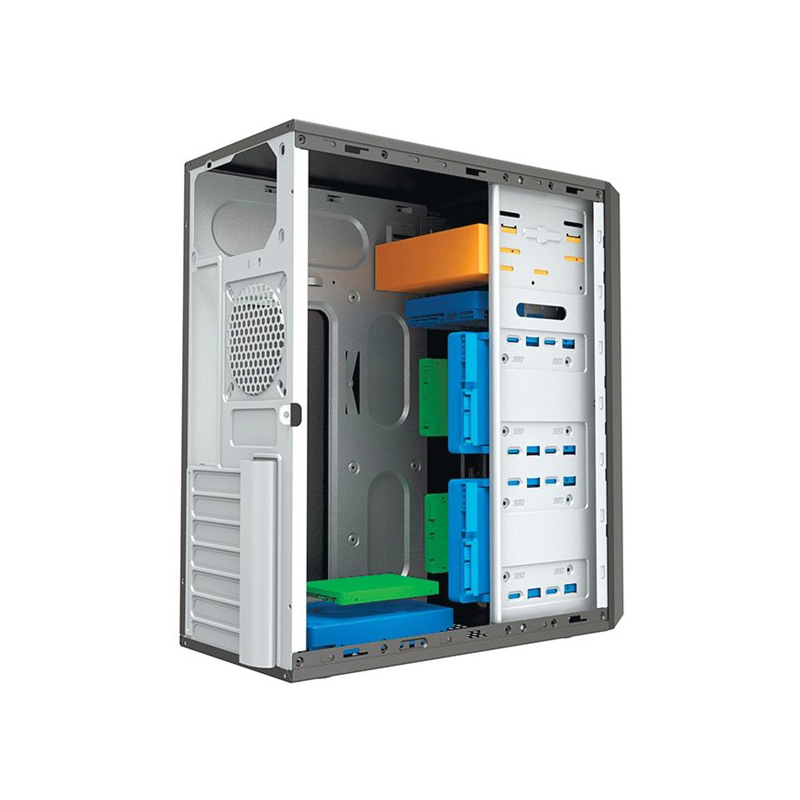 Корпус без блока питания Foxline FL-302, ATX, 2x5.25EXT, 1x3.5EXT, 4x3.5INT, 2xUSB2.0, HDA, w/o FAN,