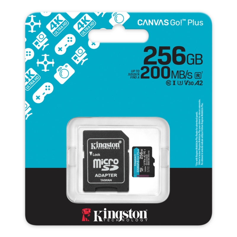 Флеш карта microSDXC 256GB Kingston SDCG4/256GB Canvas Go! Plus A2 + adapter