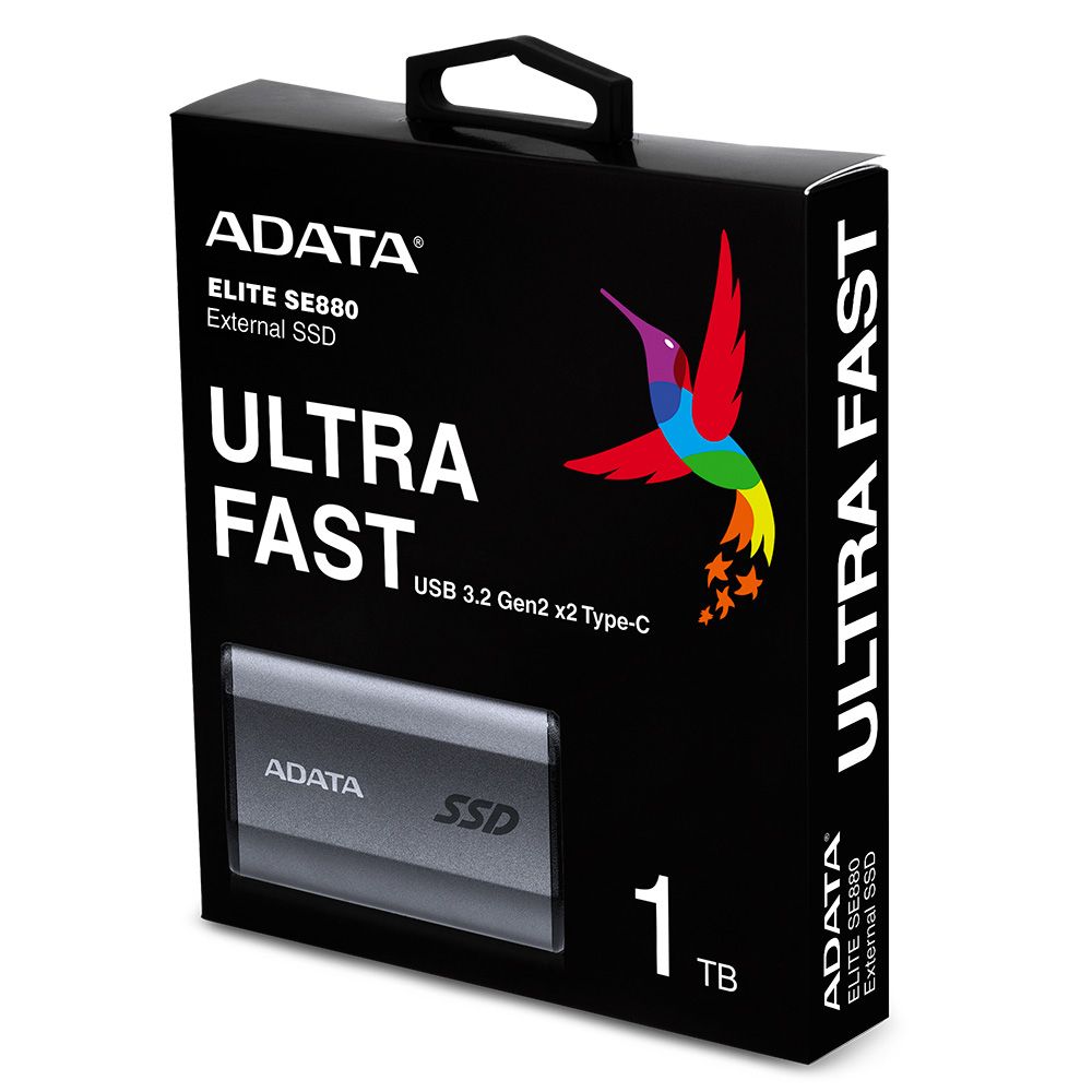 Накопитель SSD A-Data USB-C 1Tb AELI-SE880-1TCGY SE880 2.5" серый