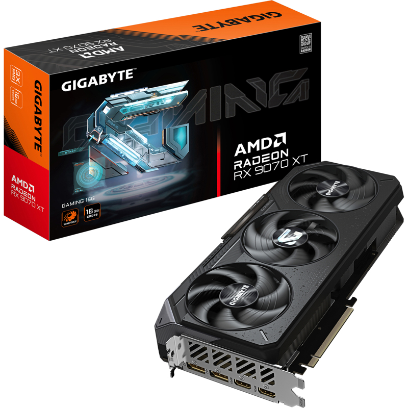 Видеокарта Gigabyte PCI-E 5.0 GV-R9070XTGAMING-16GD AMD Radeon RX 9070XT 16Gb 256bit GDDR6 2400/2000