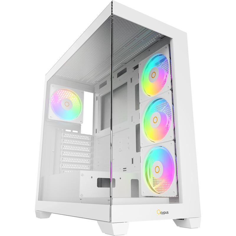 Корпус Ocypus Gamma C72 WH ARGB, Midi-Tower, TG, 4x120mm ARGB, 2xUSB-A 2.0 + 1xUSB-A 3.0, ATX, mATX,