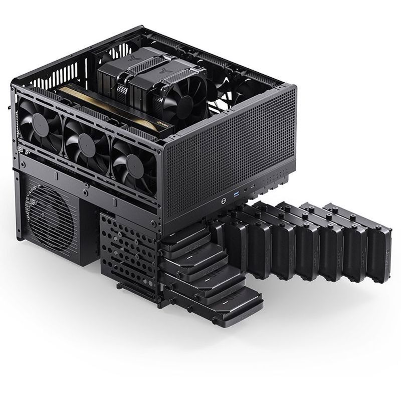 Корпус JONSBO N5, Mini-Tower, 3x120mm, 1xUSB-A 3.0 + 1xUSB-C 3.2, E-ATX, ATX, mATX, mITX Black