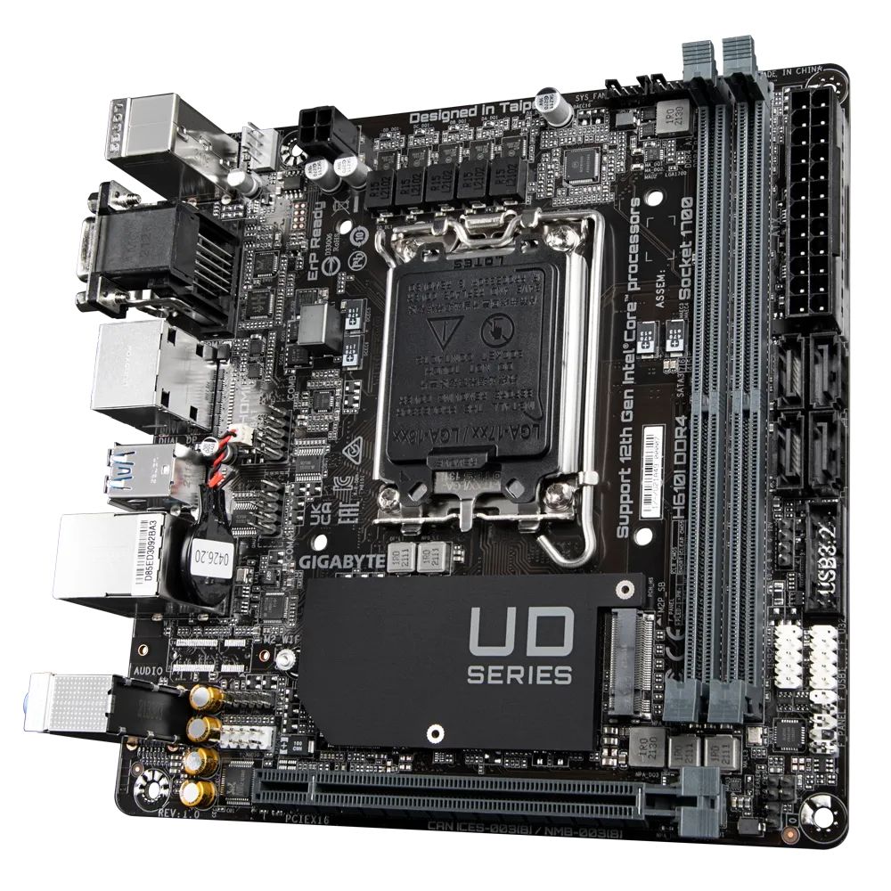 Материнская плата Gigabyte H610I DDR4 Soc-1700 Intel H610 2xDDR4 mini-ITX AC`97 8ch(7.1) GbLAN+VGA+H