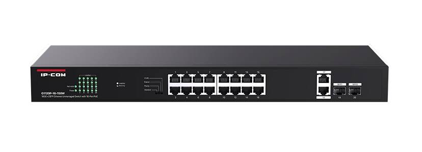 Коммутатор 18PORT 1000M 2SFP G1120P-16-150W IP-COM