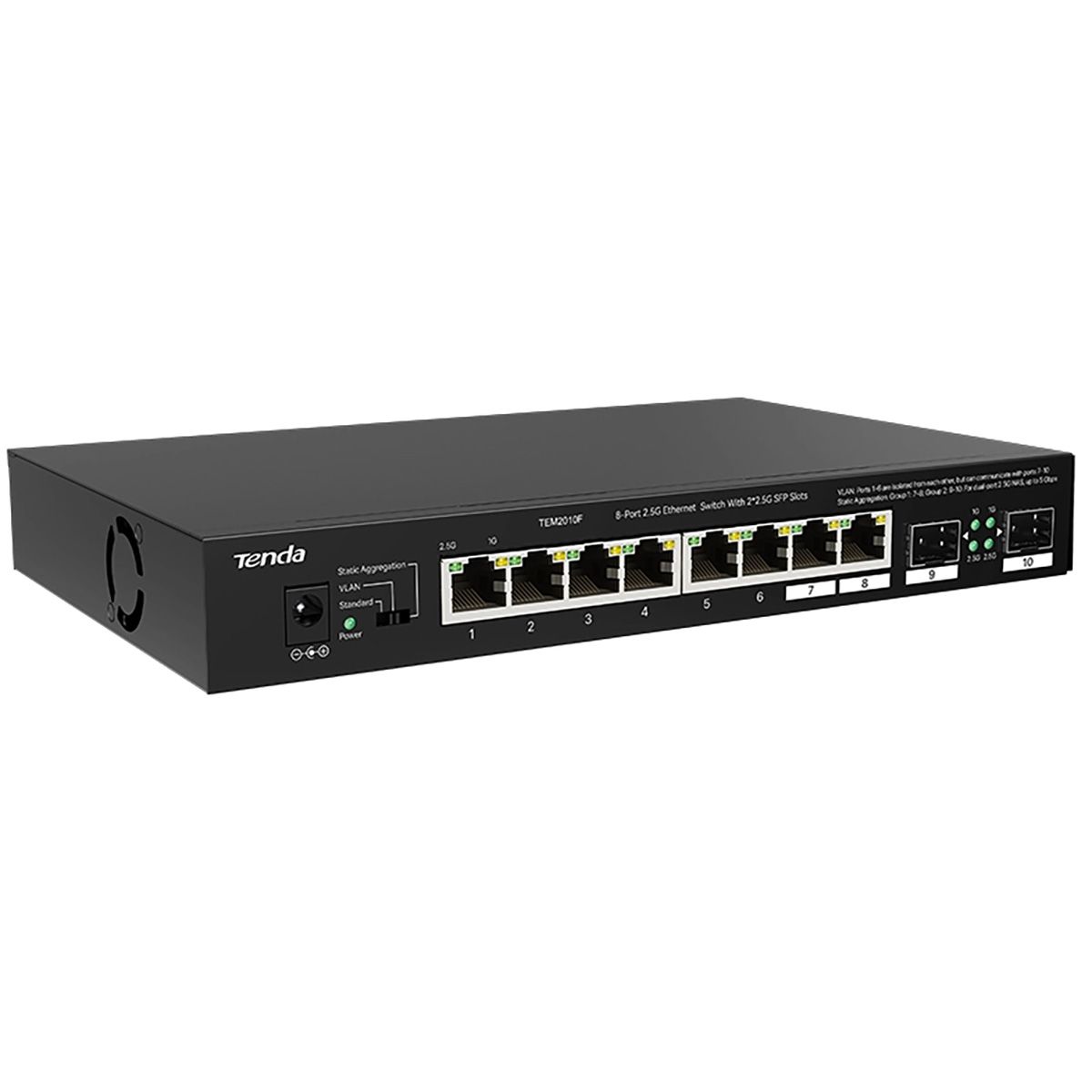 Коммутатор Tenda TEM2010F (L2) 8x2.5Гбит/с 2SFP неуправляемый