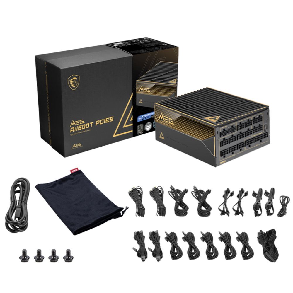 Блок питания ПК MSI MEG Ai1600T PCIE5 , 1600W, 80+ Titanium, полностью модульный, ATX 3.1, PCIE5.1, 