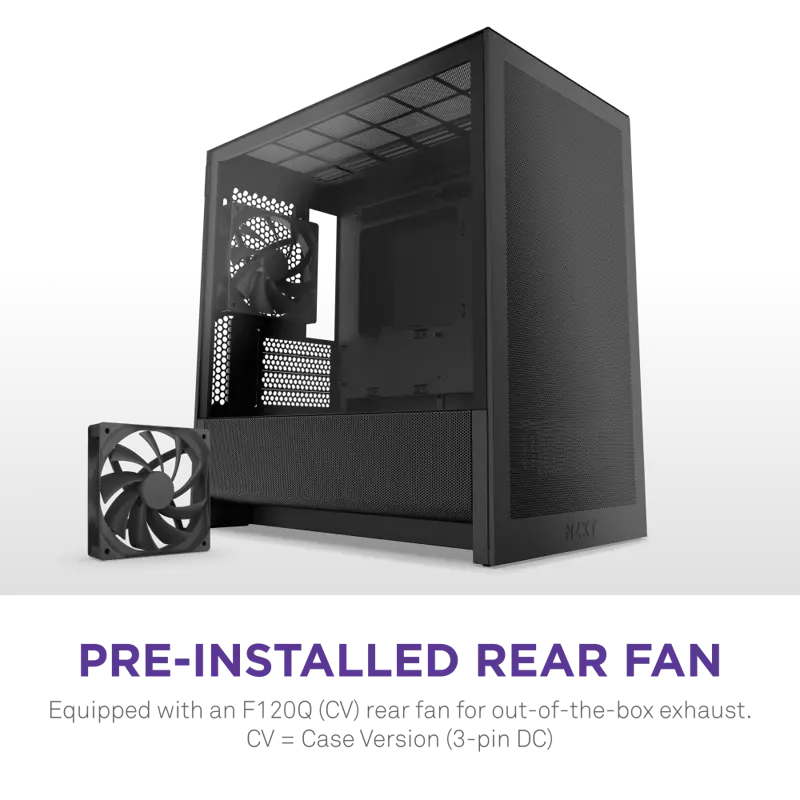 Корпус NZXT H3 Flow (2025), Midi-Tower, TG, 1x120mm, 1xUSB-A 3.2 + 1xUSB-C 3.2, mATX, mITX Black