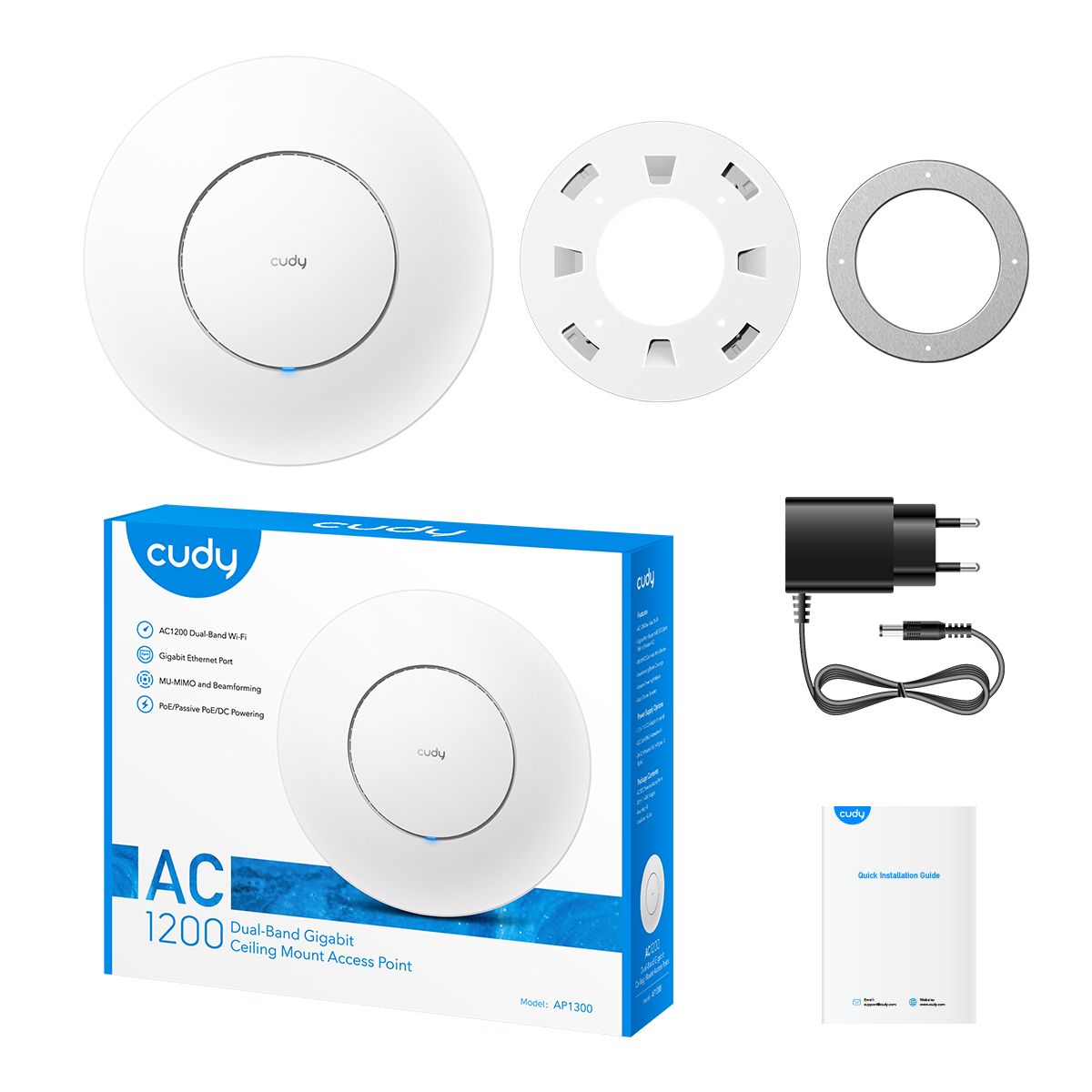 Точка доступа Cudy AP1300 AC1300 10/100/1000BASE-TX белый