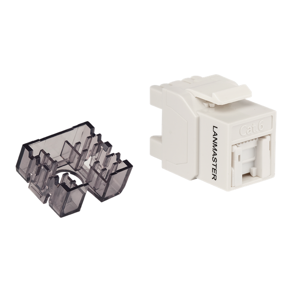 Модуль Модуль Keystone, RJ45, неэкранированный, кат.6, со встроенной шторкой, 180 градусов, белый