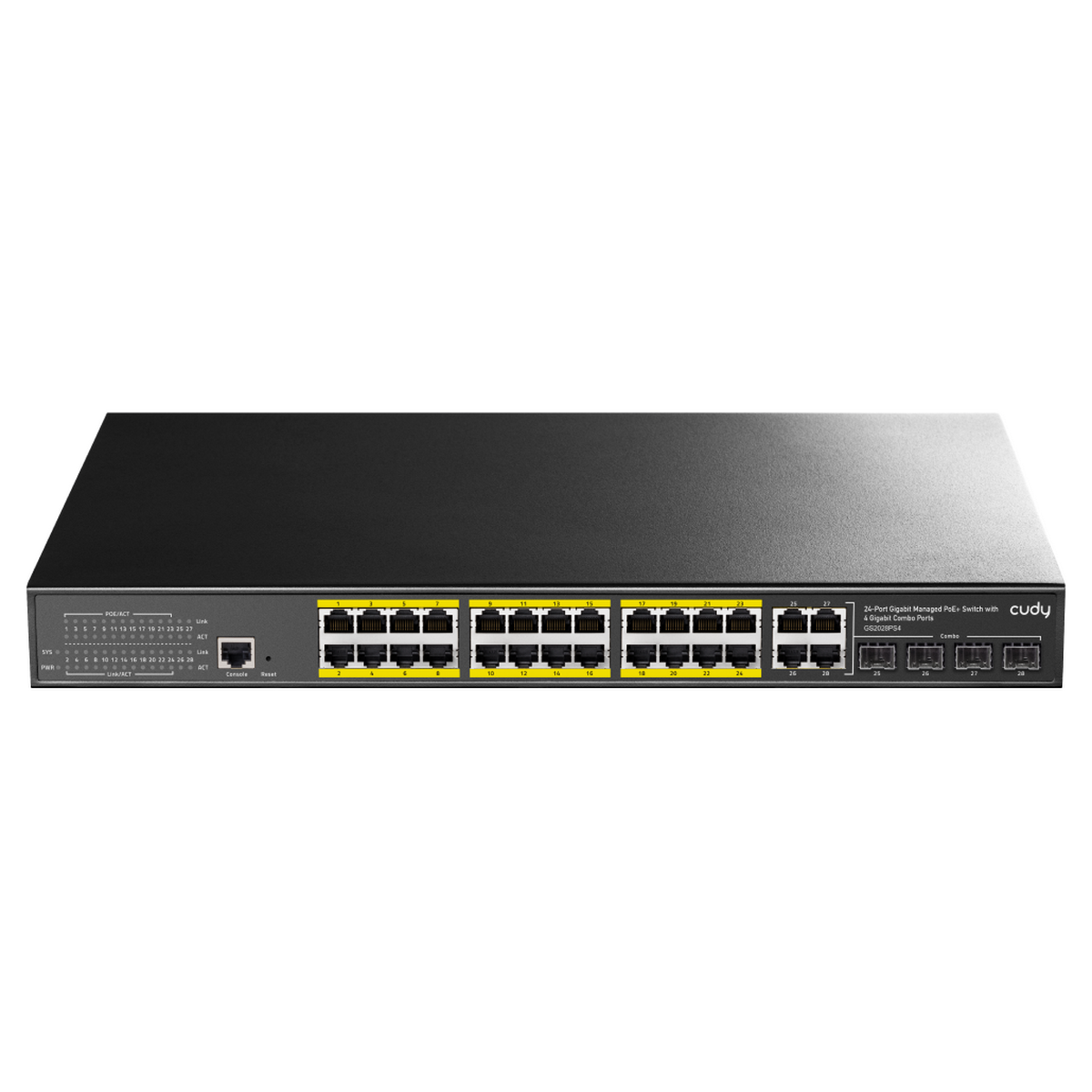 Коммутатор Cudy GS2028PS4-300W (L2) 28x1Гбит/с 4SFP 24PoE+ 300W управляемый