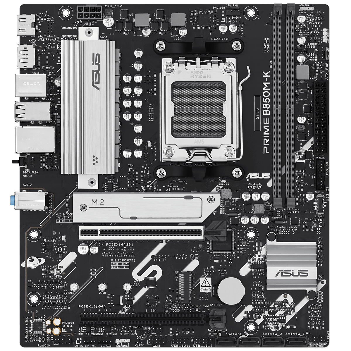 Материнская плата Asus PRIME B850M-K Socket AM5 AMD B850 2xDDR5 mATX AC`97 8ch(7.1) 2.5Gg RAID+HDMI+