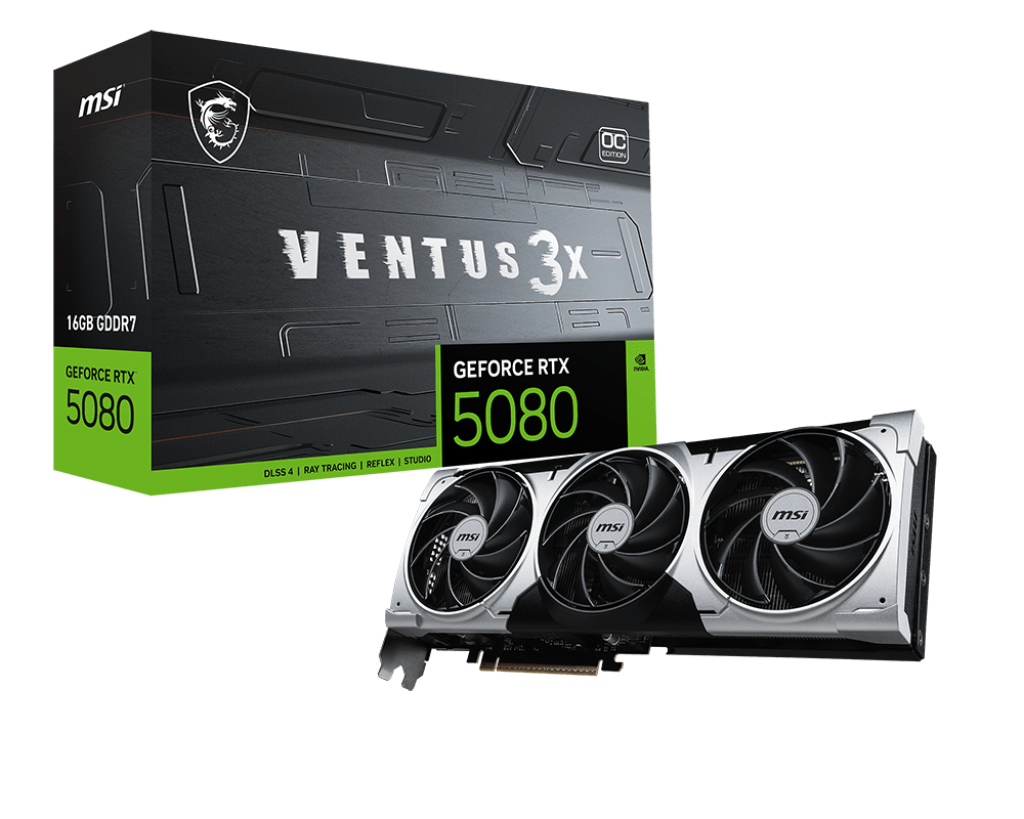 Видеокарта MSI PCI-E 5.0 RTX 5080 16G VENTUS 3X OC PLUS NVIDIA GeForce RTX 5080 16Gb 256bit GDDR7 26