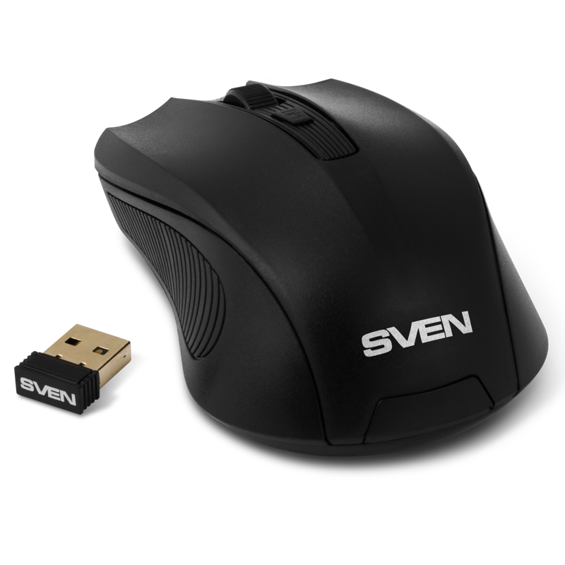 Беспроводная мышь SVEN RX-400W чёрная (3+1кл. 600/1000/1400DPI, блист)