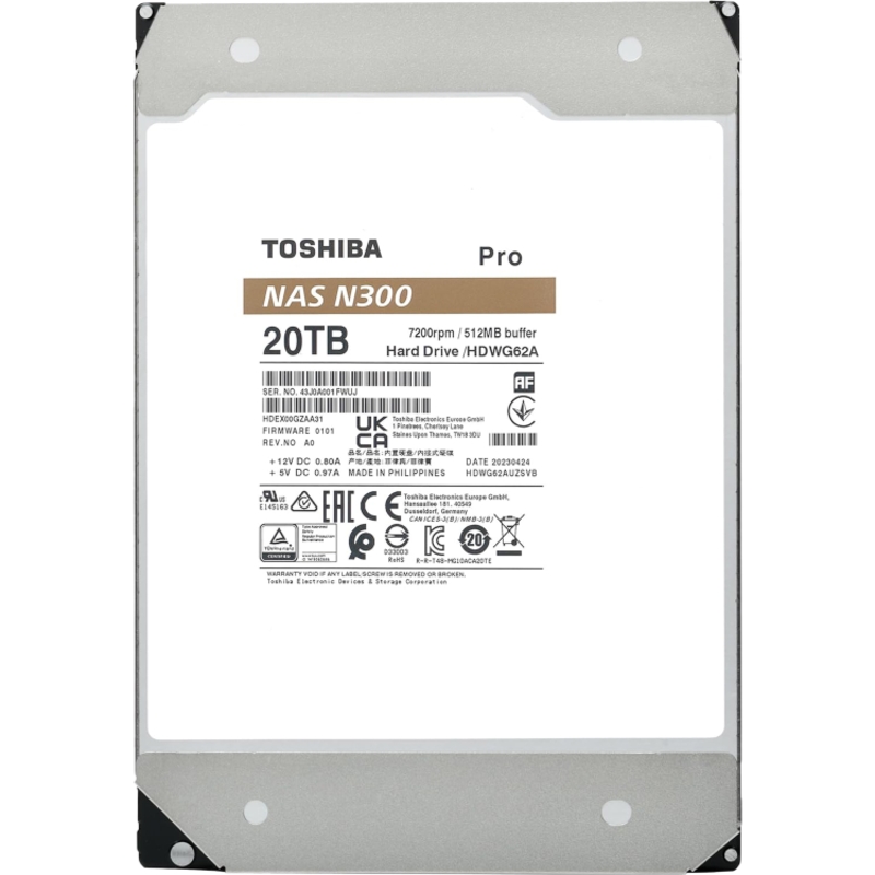 Жесткий диск Toshiba N300 NAS PRO SATA3 3.5" 20TB 7200 512Mb 6Gb/s 1 year warranty