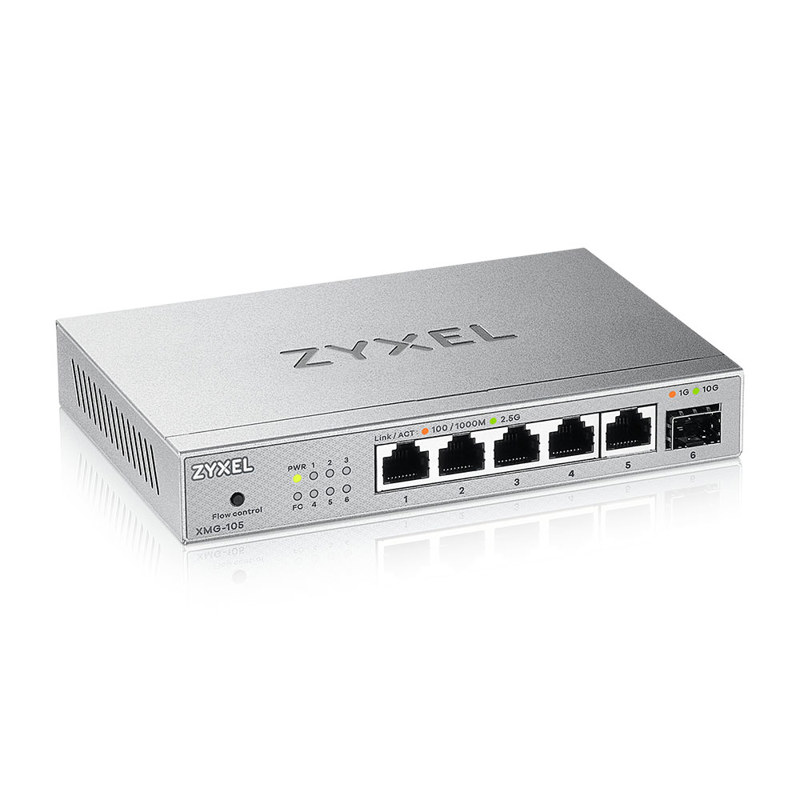 Коммутатор Zyxel XMG-105-ZZ0101F (L2) 5x2.5Гбит/с 1SFP+ неуправляемый