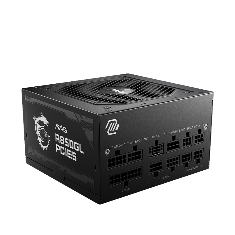 Блок питания MSI ATX 850W MAG A850GL PCIE5 80+ gold (20+4pin) APFC 120mm fan 8xSATA Cab Manag RTL