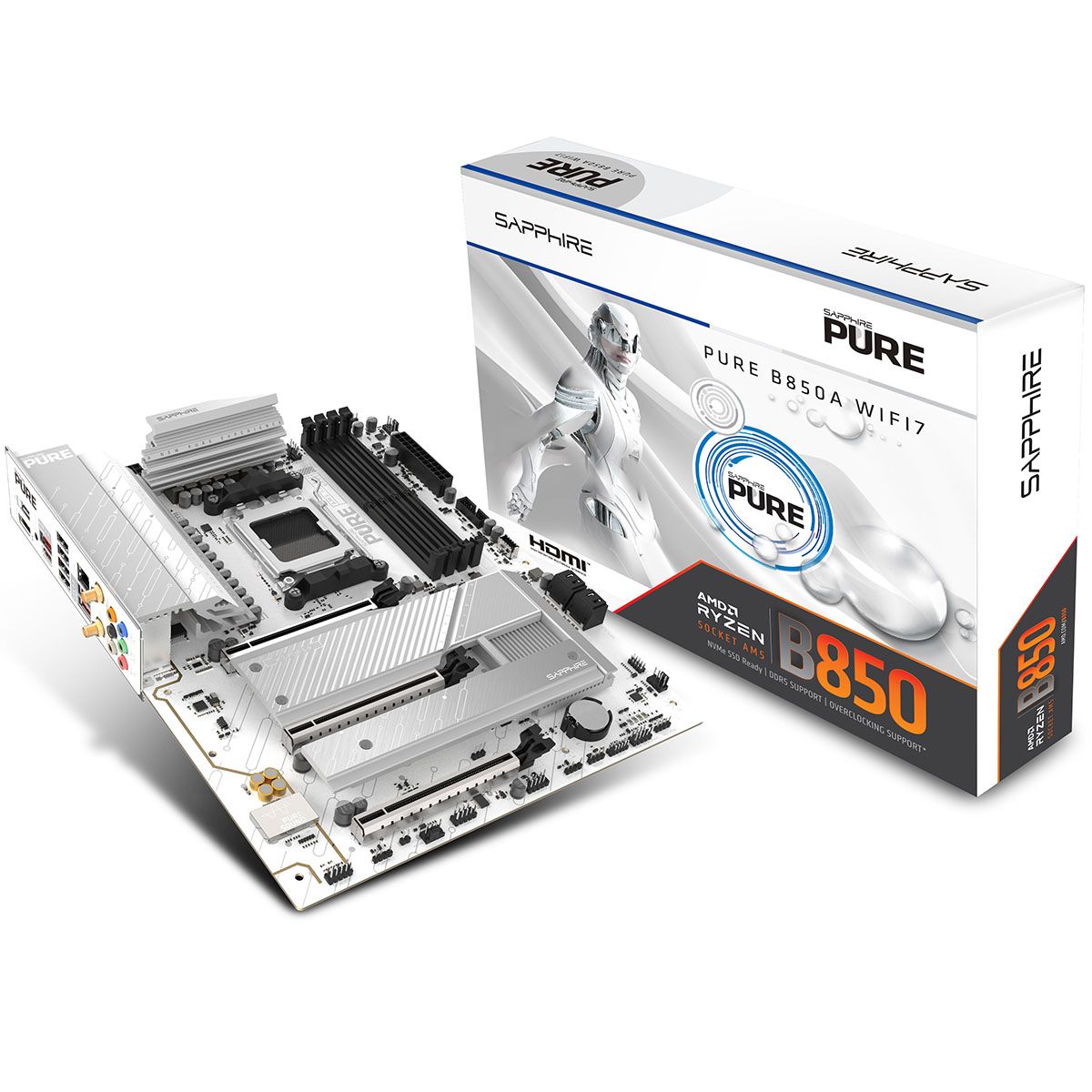 Материнская плата Sapphire B850A PURE WIFI7 B850, AM5, 4*DDR5, 3*PCIEx16, 3*M.2, 2*TypeC, 3*USB3.2Ge