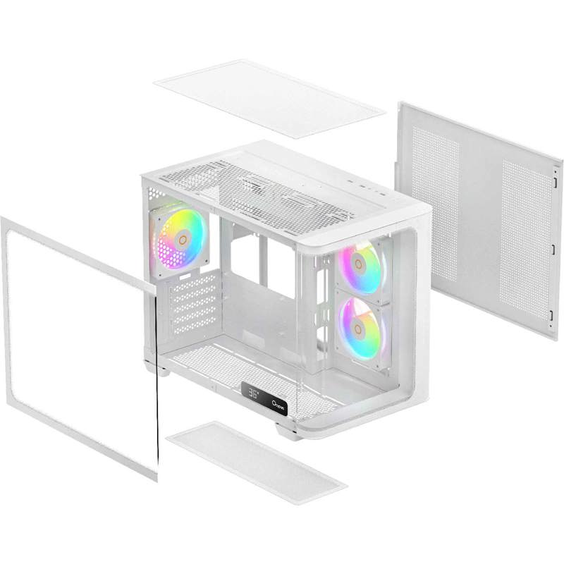 Корпус Case Ocypus Iota C50 Curve WH ARGB, Mini-Tower, TG, 3x120mm ARGB, 2xUSB-A 3.0 + 1xUSB-C, mATX