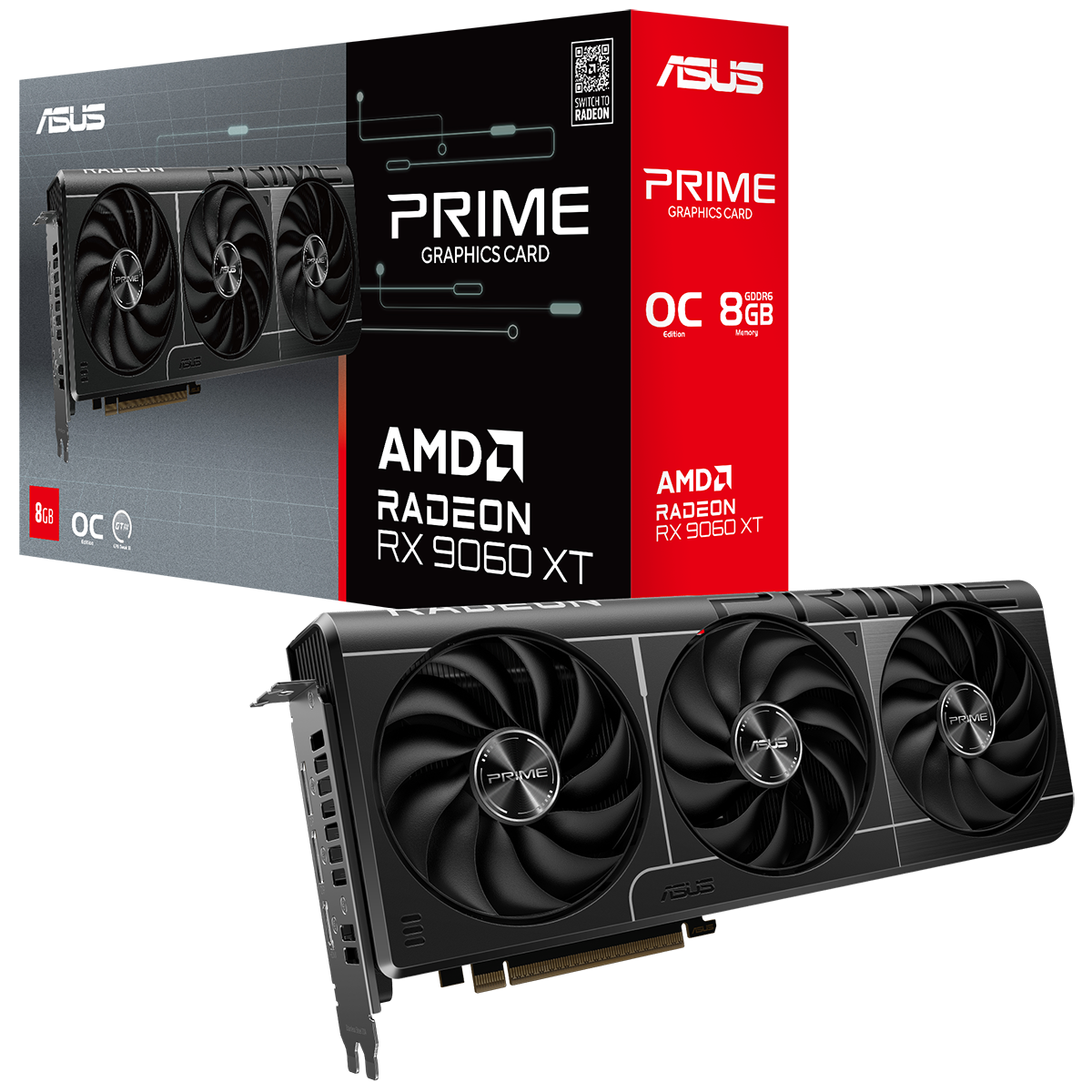 Видеокарта Asus PCI-E 5.0 PRIME-RX9060XT-O8G AMD Radeon RX 9060XT 8Gb 128bit GDDR6 2760/20000 HDMIx1