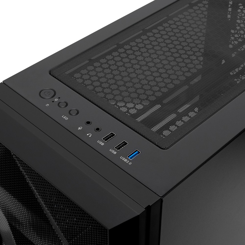 Корпус HSPD M340, Mesh Mid Tower, Black, TG, 0.5 SPCC, no fans, mATX, mITX, 165/350/200mm, 2x2.5", 2