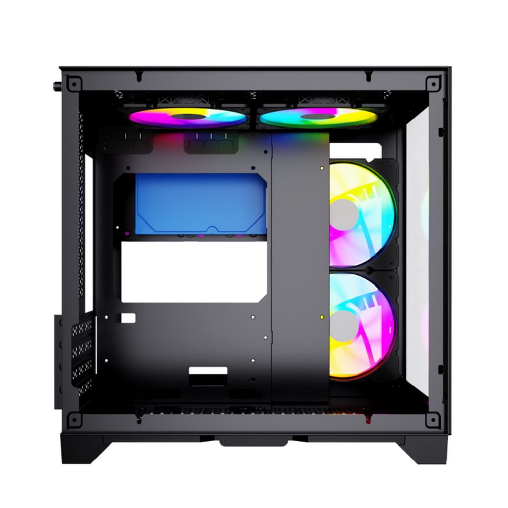 Корпус Powercase Корпус Powercase Vision Micro, Black, Tempered Glass, 4х 120mm 5-color fan, чёрный,