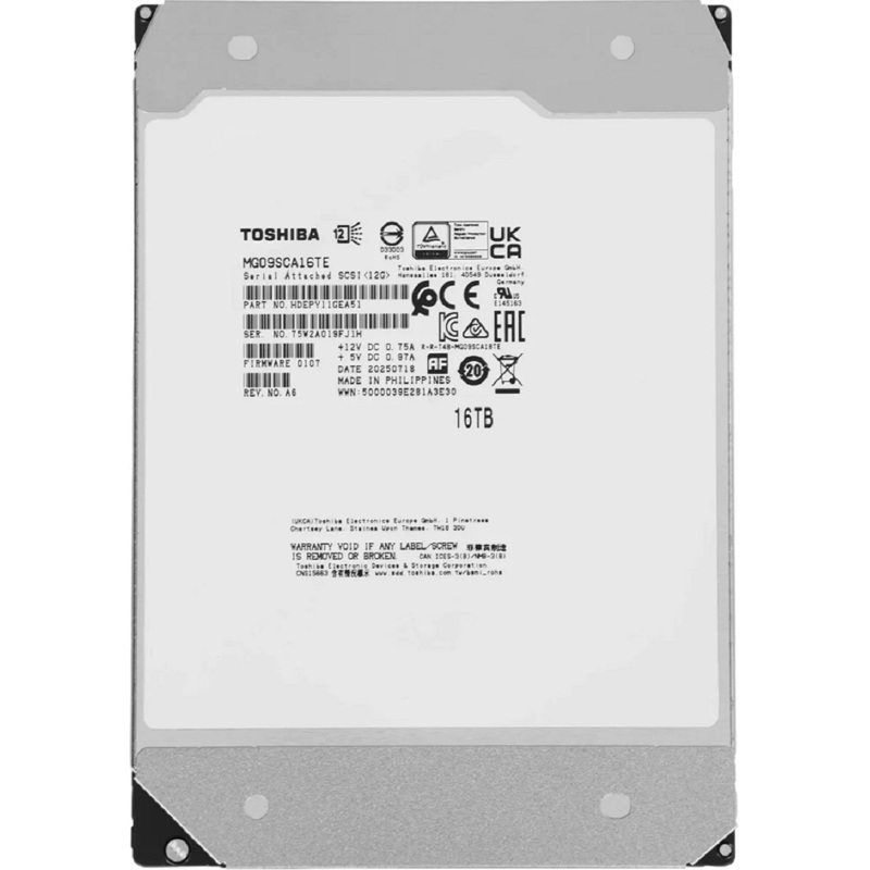 Жесткий диск Toshiba SAS 3.0 16TB MG09SCA16TE Server Enterprise Capacity 512E (7200rpm) 512Mb 3.5"