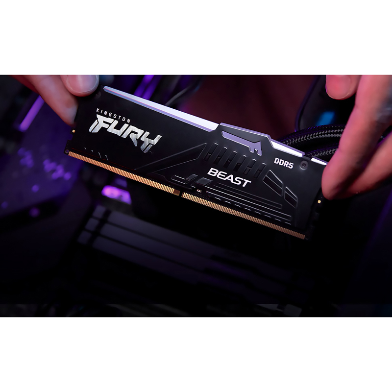 Память оперативная Kingston 64GB 6000MT/s DDR5 CL40 DIMM (Kit of 4) FURY Beast RGB XMP