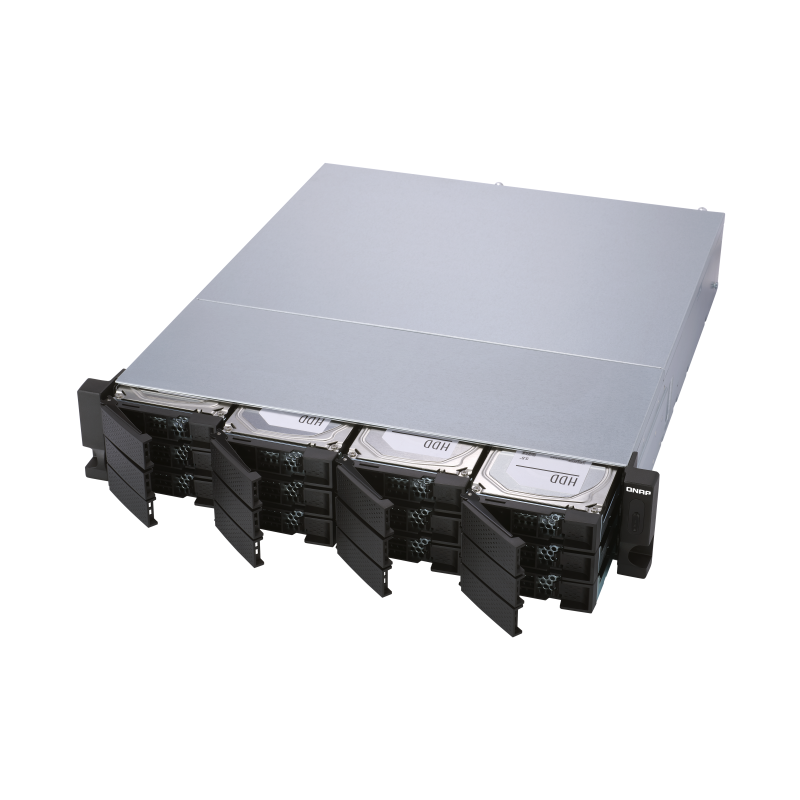 QNAP TL-R1200S-RP SATA 6GB/s JBOD storage enclosure, 12-tray 3,5"/2,5" w/o HDD, 3 x SFF-8088, 2 PSU.