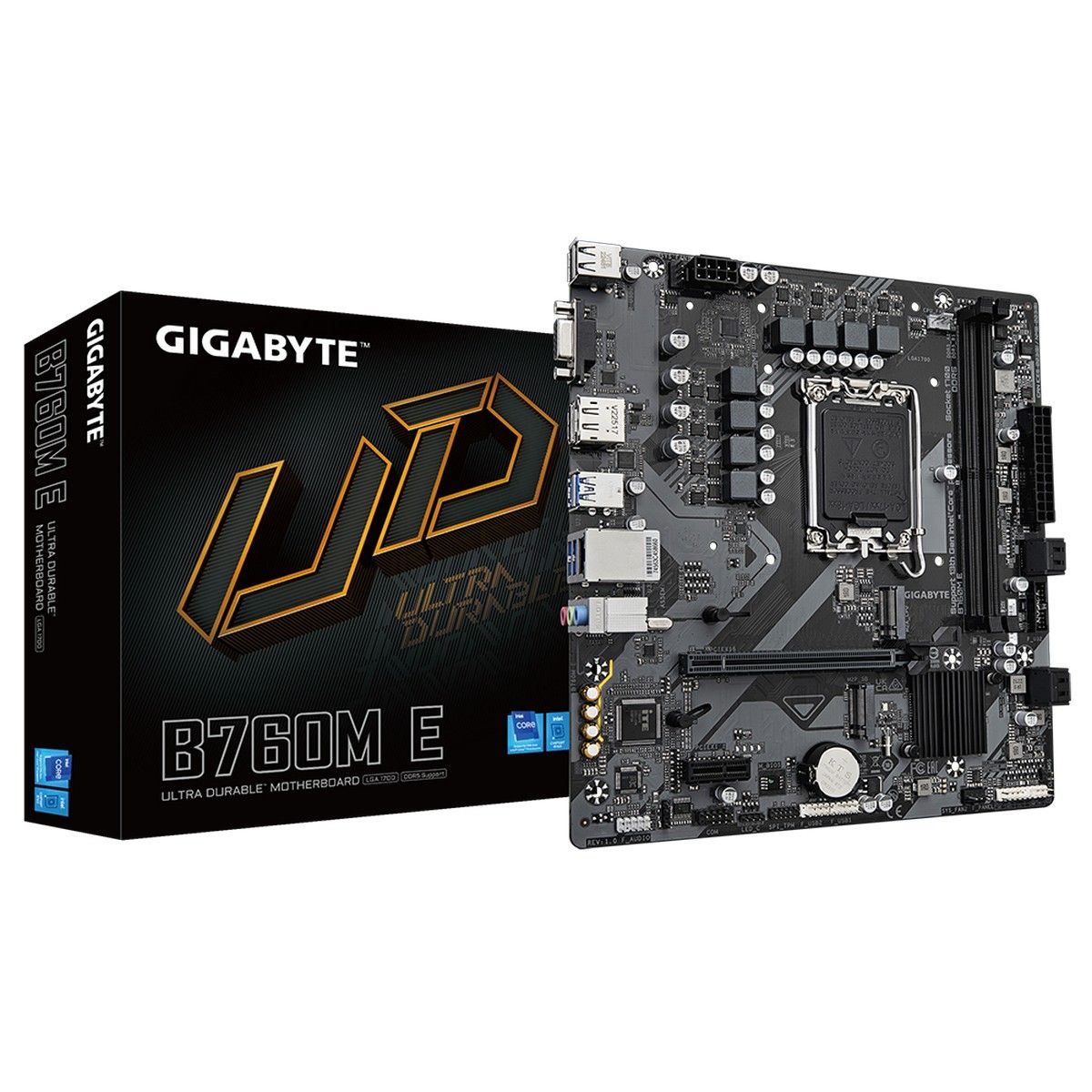 Материнская плата GIGABYTE B760M B760M E, LGA1700, B760, 2*DDR5, 4*SATA, 2*M.2, 4*USB 3.2, 2*USB 2.0
